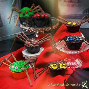 Spinnen Cupcakes und Muffins für einen Gruselabend