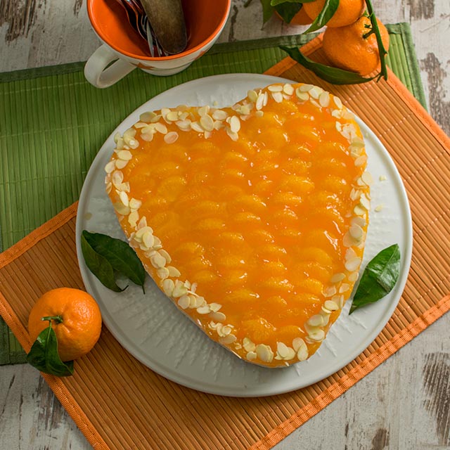 Herztorte mit Mandarinen ohne Backen für Muttertag und Valentinstag